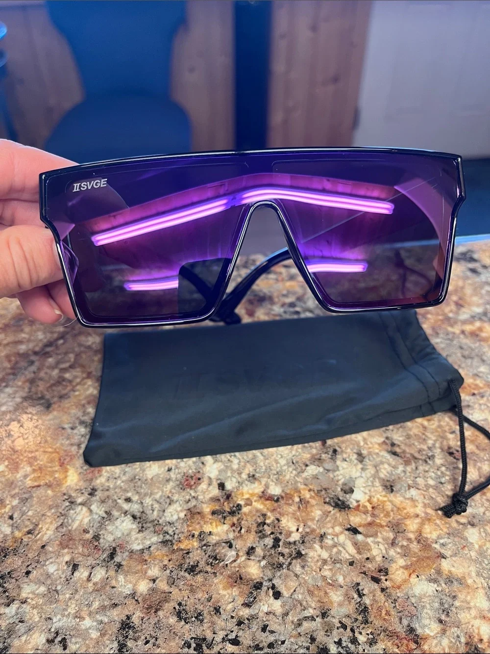 II savage midnight sunglasses and sleeve pouch
